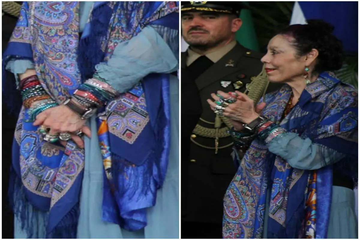 عکس / زیورآلات همسر رئیس‌جمهور نیکاراگوئه در مراسم استقبال از رئیسی