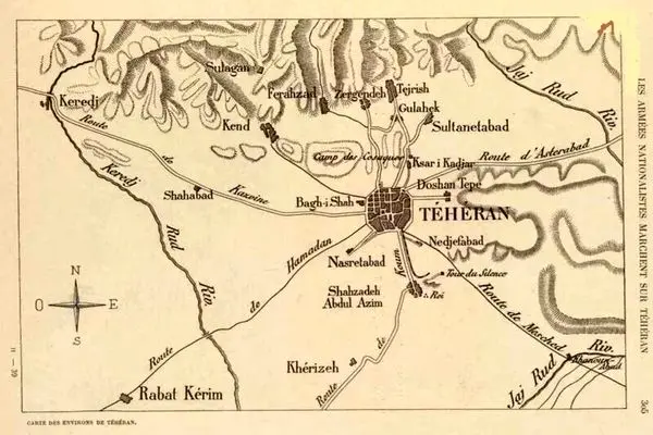 نقشه طهران در سال ۱۲۷۷ خورشیدی اثر «هانری رنه دالمانی» + تصویر