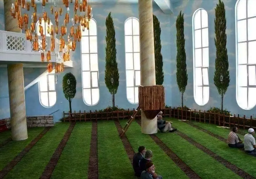 طراحی داخلی یک مسجد در ترکیه شبیه بهشت! + عکس و فیلم