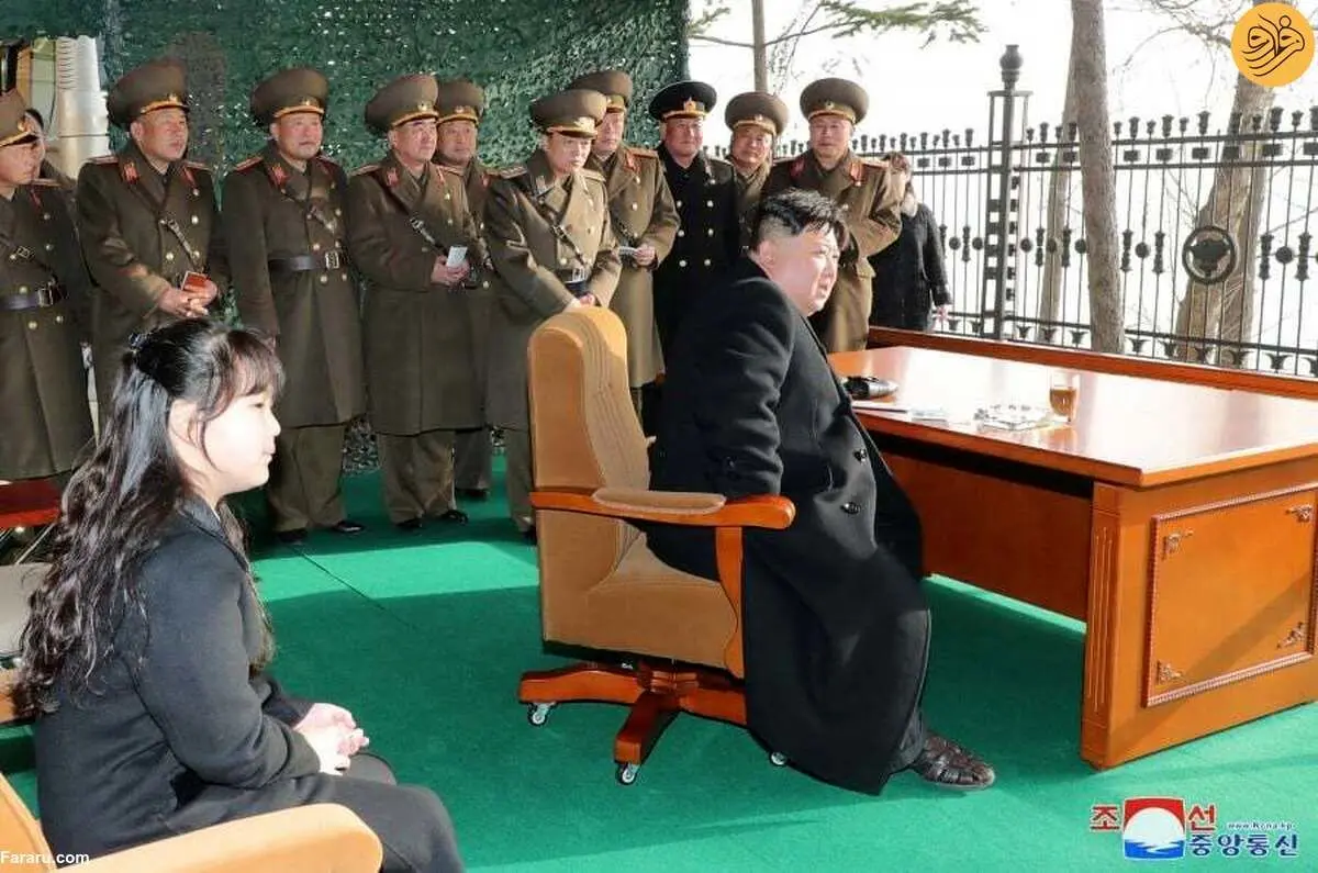 عکس/ رهبر کره شمالی دختر 10 ساله اش را به دیدن پرتاب موشک برد