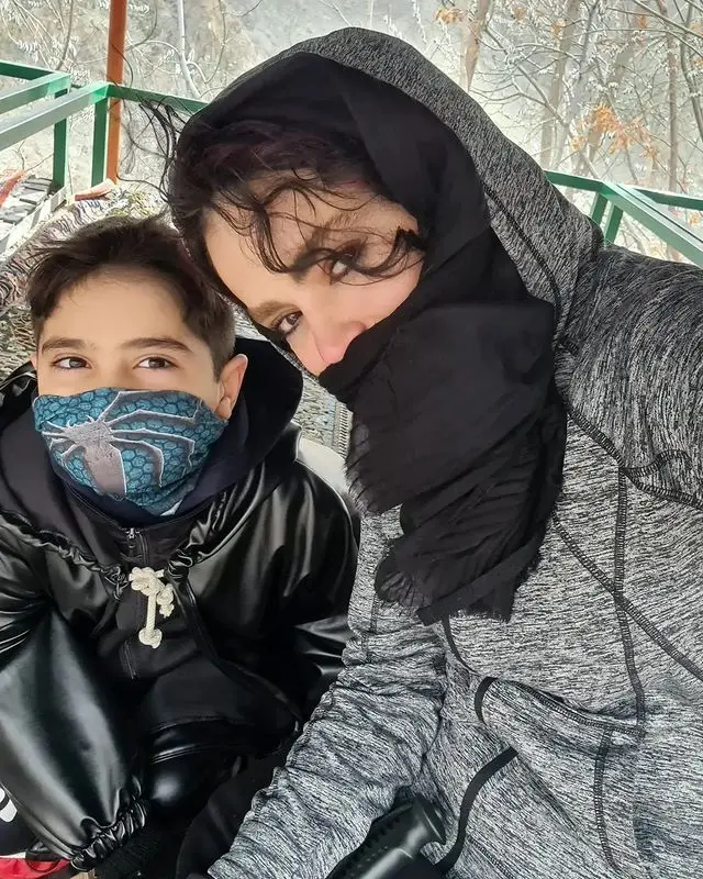 کوهنوردی سپیده خداوردی به همراه پسرش +عکس