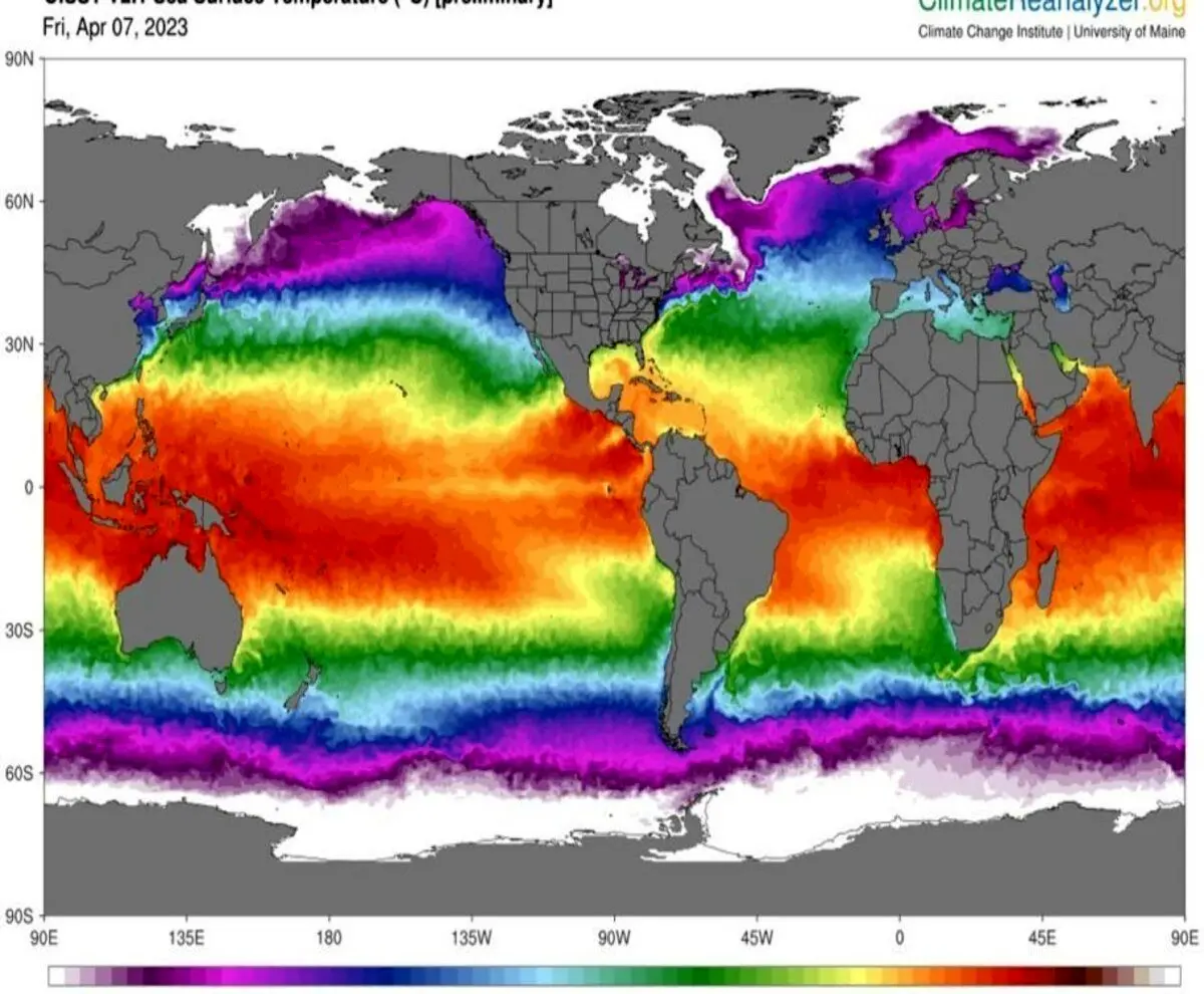 رکورد تاریخی میانگین دمای سطح اقیانوس‌ها شکسته شد
