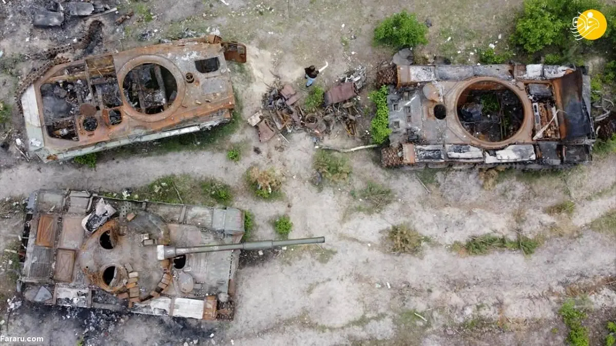 تصاویر| گورستان تانک‌های ارتش روسیه در اوکراین