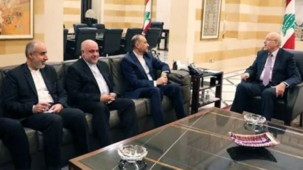 فیلم| دیدار امیرعبداللهیان و نجیب میقاتی نخست وزیر دولت پیشبرد امور لبنان