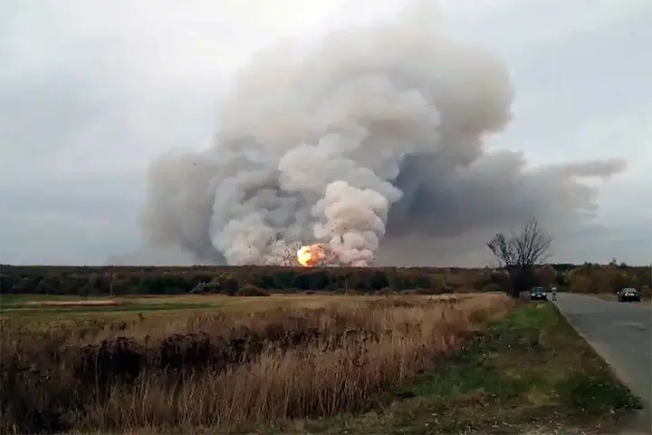 تصاویر تازه از انفجار کارخانه مواد منفجره در روسیه