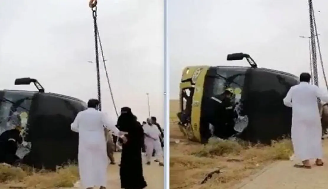 فیلم| حادثه مرگبار برای اتوبوس دانشجویان دختر در عربستان