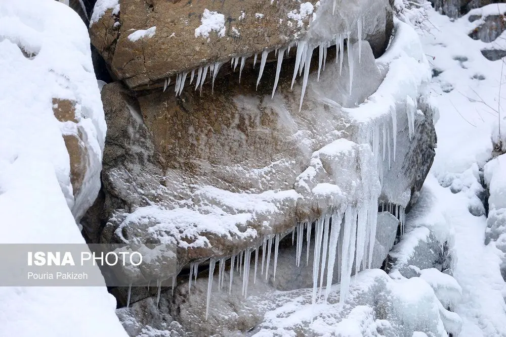 تصاویر | آبشار گنجنامه در همدان یخ زد!