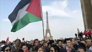 فیلم | پرچم فلسطین در دستان معترضان فرانسه